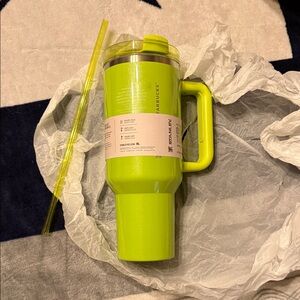 Stanley 40oz Starbucks Edition Neon Green Travel Mug with Straw
